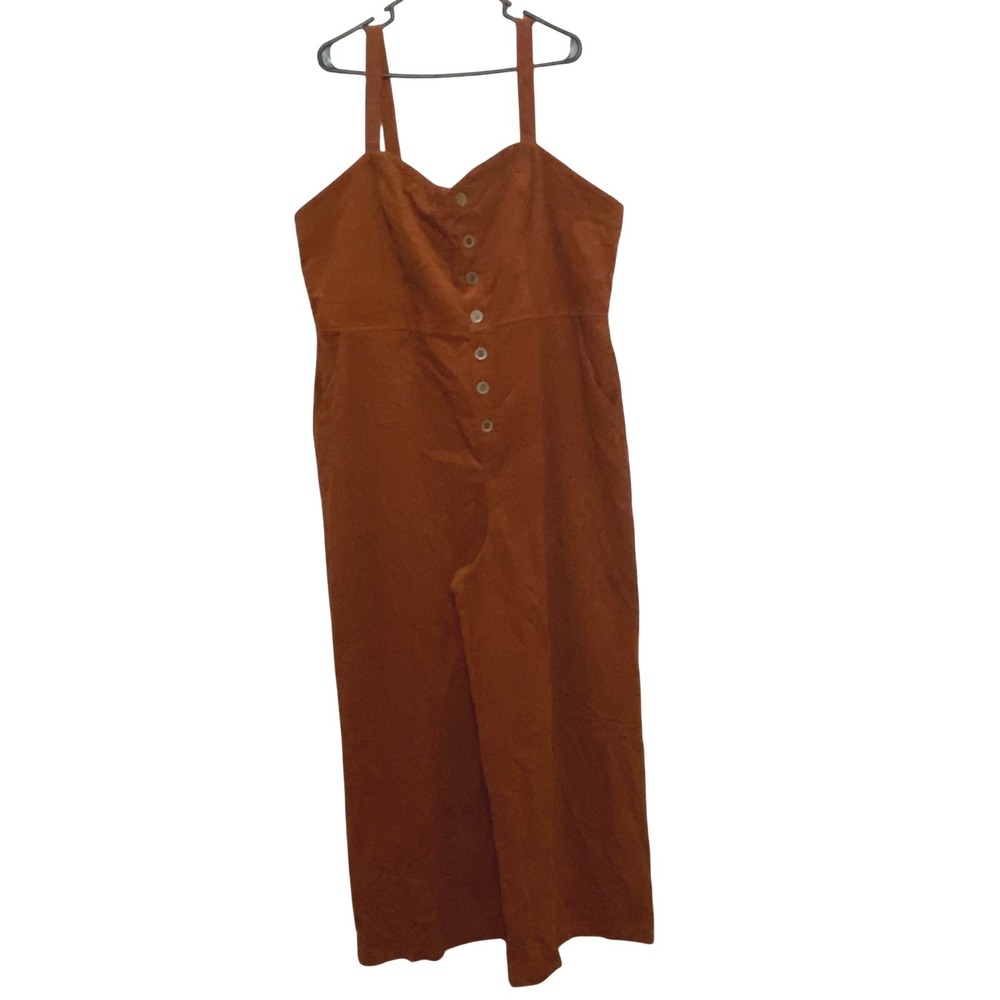 Womens Corduroy Jumpsuit 3X Rust Earthy‎ Boho Hippie Prep Cozy Retro Fall Color